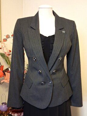 Chic DEPT Holland Gray Lined Blazer Well Tailored Jacket Luxury Fashion Size 4